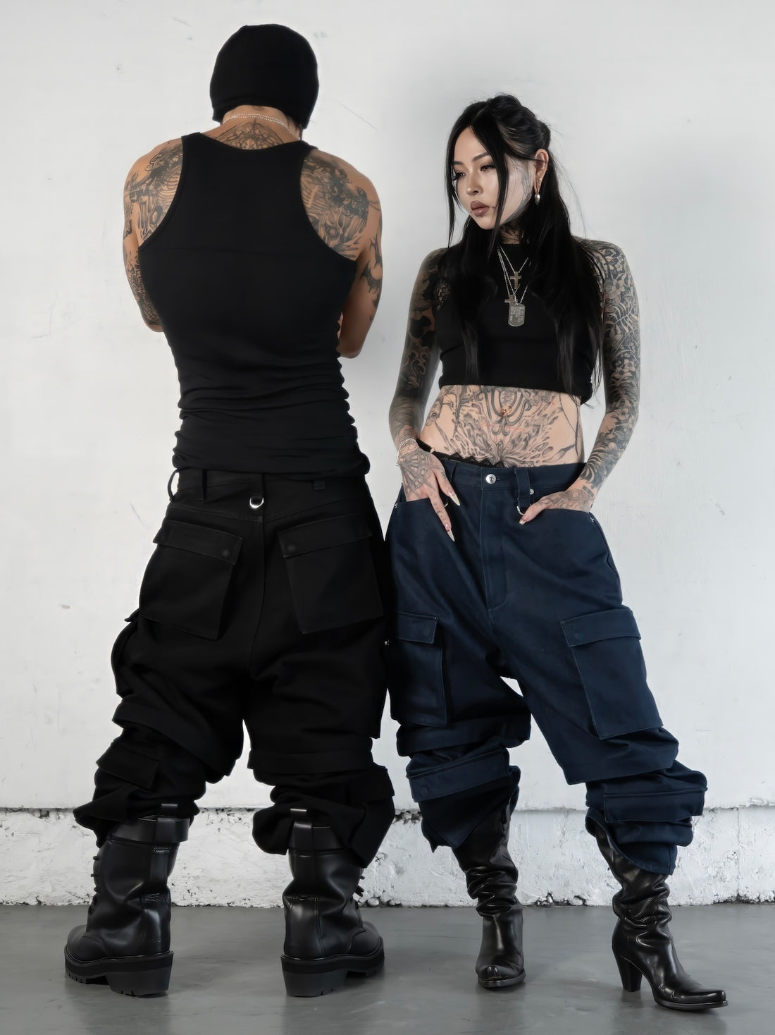 NO MASS PROD. 015RAW 2WAY CARGO BAGGY JEANS (INDIGO)