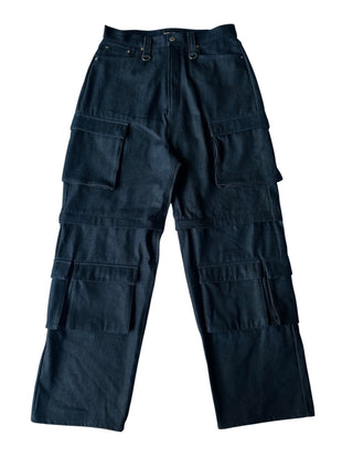 NO MASS PROD. 015RAW 2WAY CARGO BAGGY JEANS (INDIGO)