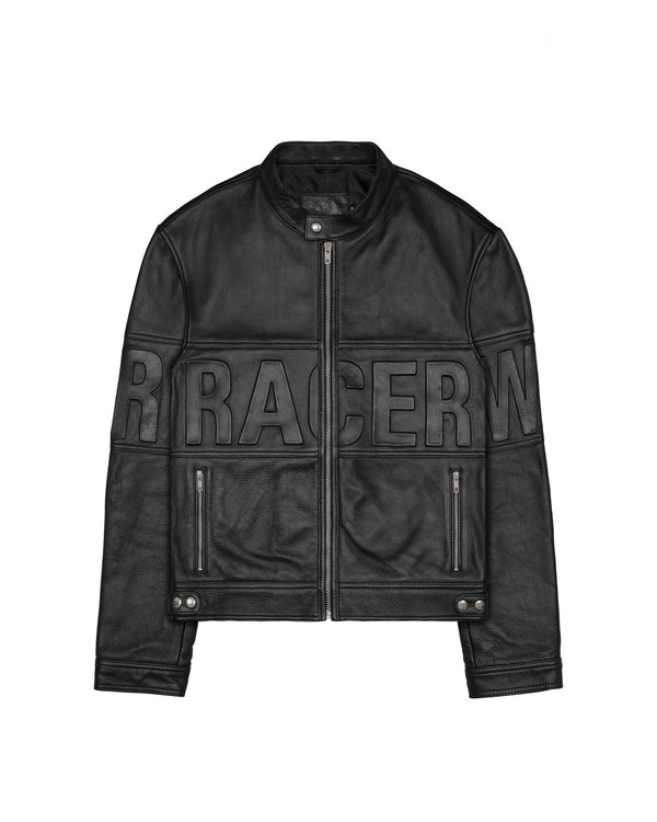 Racer Worldwide Embossed Leather Jacket (Black)
