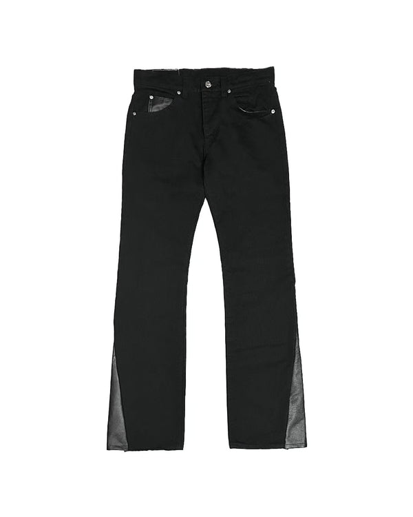SKINS LEATHER SLID DENIM PANTS (BLACK)