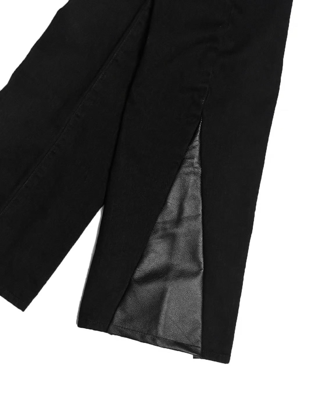 SKINS LEATHER SLID DENIM PANTS (BLACK)