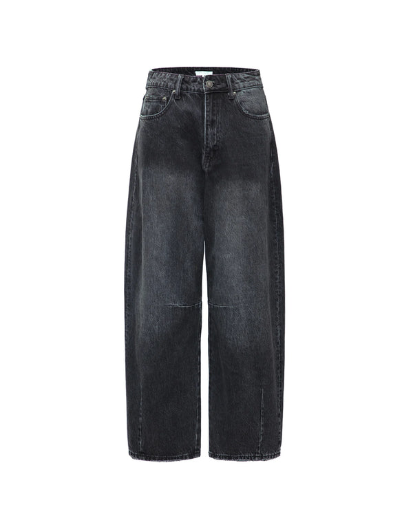 PRIX DENIM STONE WASHED WIDE DENIM JEANS GUNMETAL